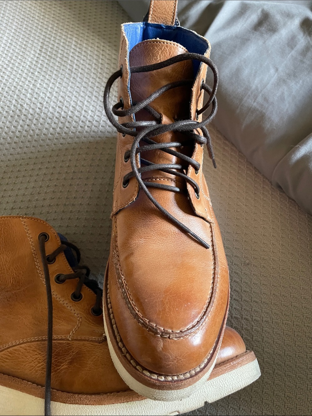 BED|STU Men's Tan Rustic leather Lincoln boots - Picture 3 of 12